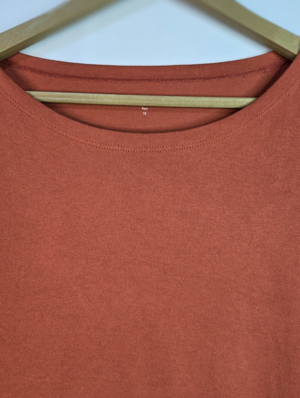 Garnet Hill Size 12 Organic Pima Cotton Pumpkin color 3/4 Sl shift dress - Picture 3 of 10